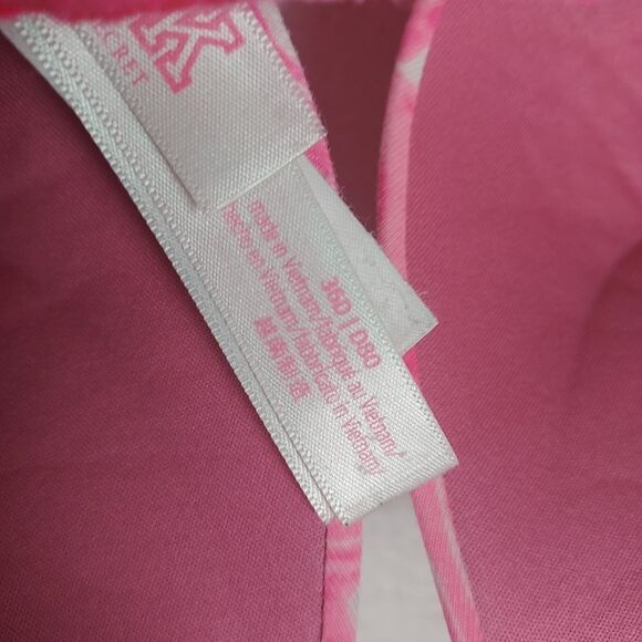 Victoria’s Secret PINK 36D Underwire Bra Pink Marble Swirl Print Molded Cups - Picture 5 of 7